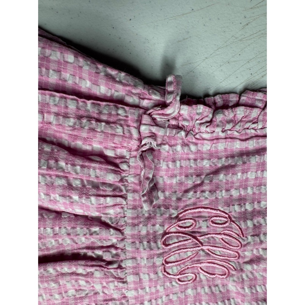 Cecil and Lou Toddler Girls Pink Gingham Seersucker Monogram Ruffle Dress 24M - Picture 4 of 6